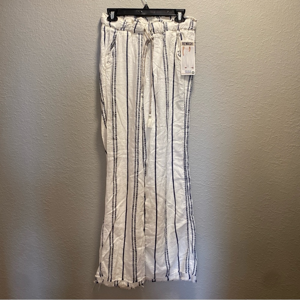 Rewash White and Blue Striped Wide Leg Beach lounge pants. Womens small. NWT